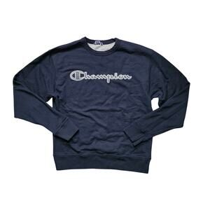 Champion Sweatshirt Men’s M Navy Script Logo Crew Neck